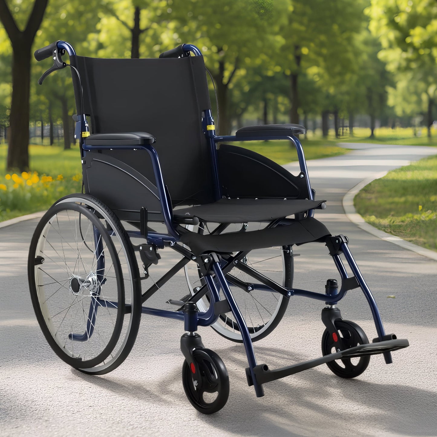 Orthonica 20in Self Propelled Foldable Steel Wheelchair Lightweight Portable