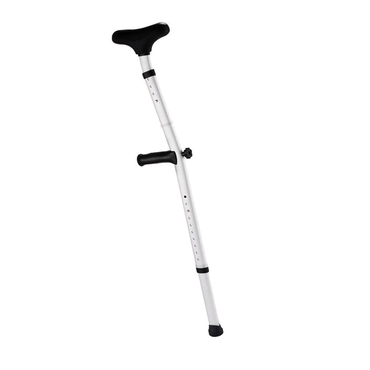 Evekare Heavy Duty Adjustable Underarm Walking Crutch, Lightweight Mobility Aid with Comfort Rubber Grip & Pad, Silver