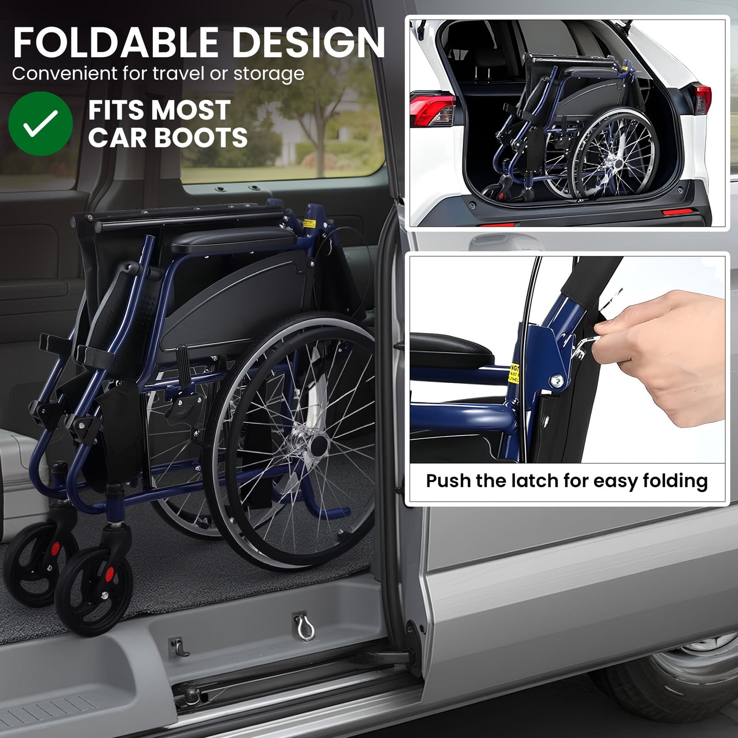 Orthonica 20in Self Propelled Foldable Steel Wheelchair Lightweight Portable