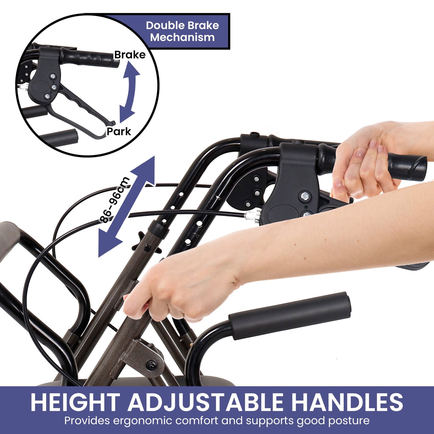 Orthonica Foldable Steel Frame Rollator Walker - Grey