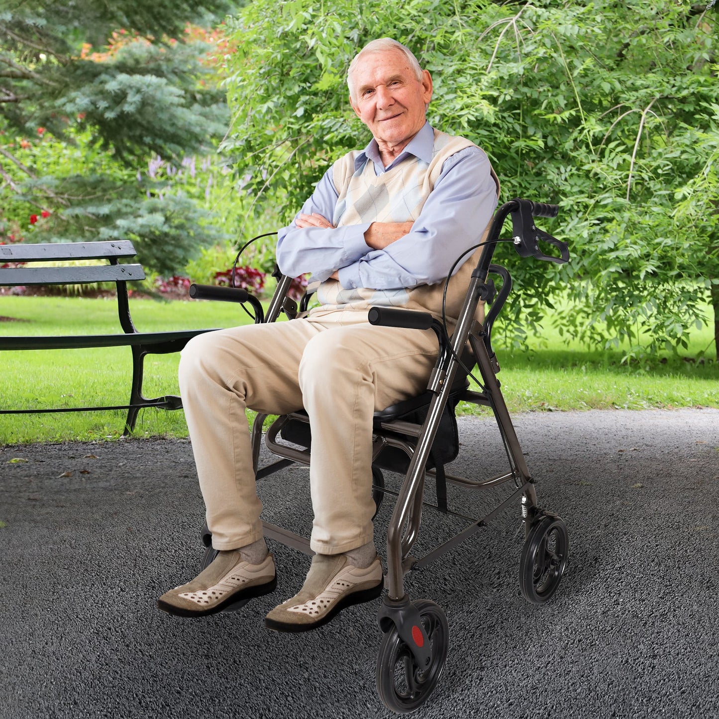 Orthonica Foldable Steel Frame Rollator Walker - Grey