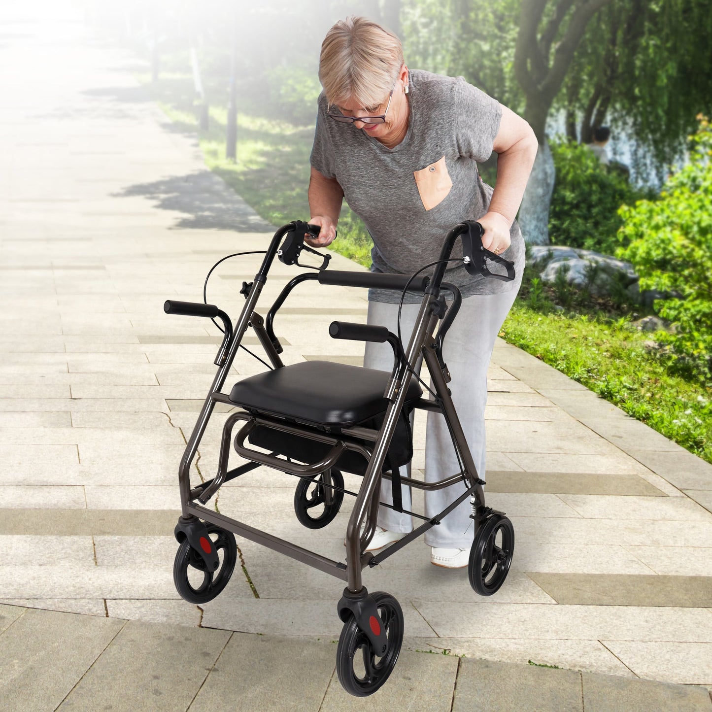Orthonica Foldable Steel Frame Rollator Walker - Grey