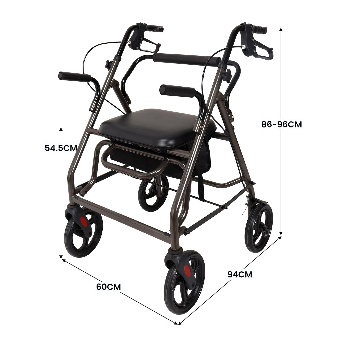 Orthonica Foldable Steel Frame Rollator Walker - Grey