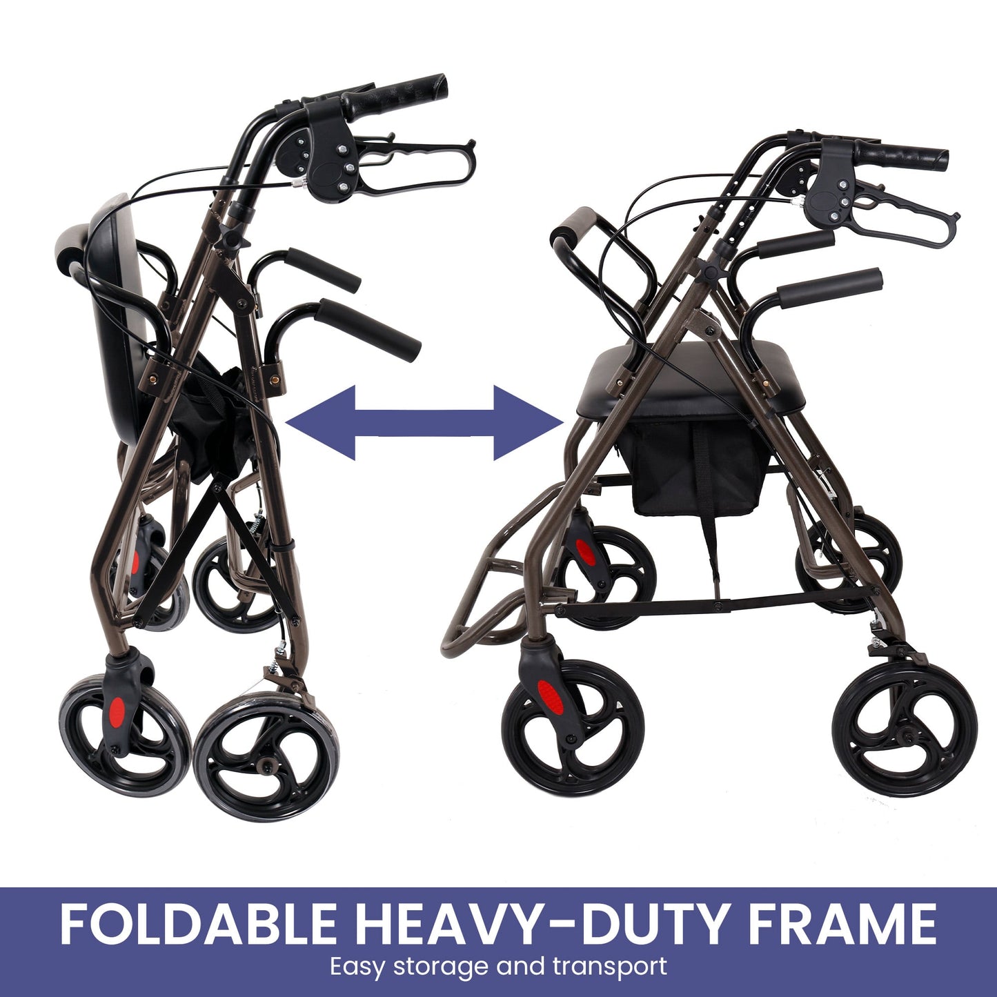Orthonica Foldable Steel Frame Rollator Walker - Grey