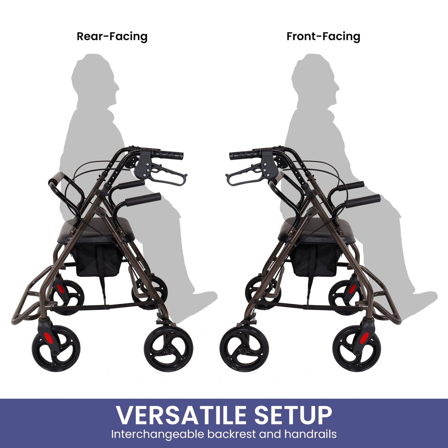 Orthonica Foldable Steel Frame Rollator Walker - Grey
