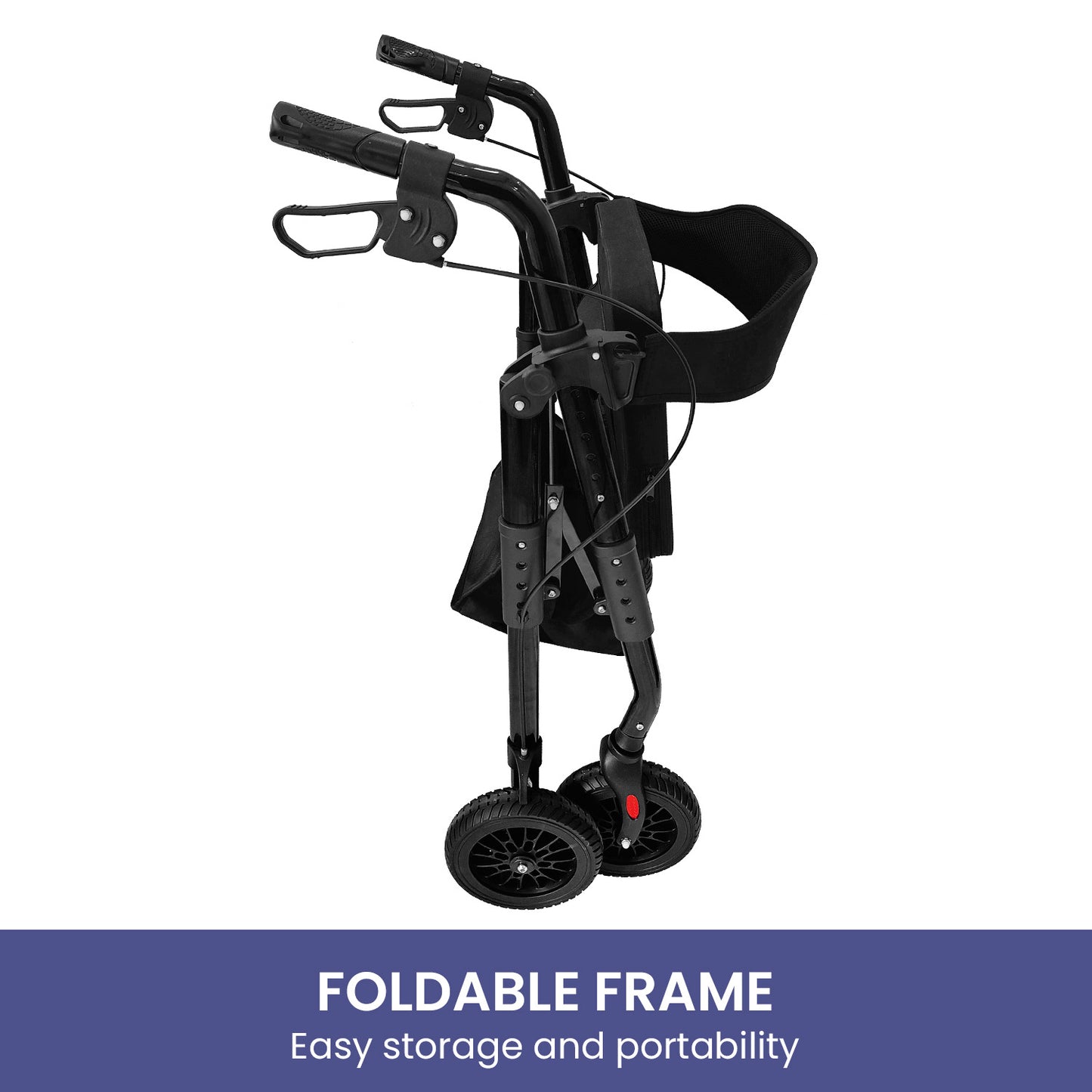 Orthonica Foldable Mobility Steel Rollator Walker 136kg Max Capacity Aid Seat