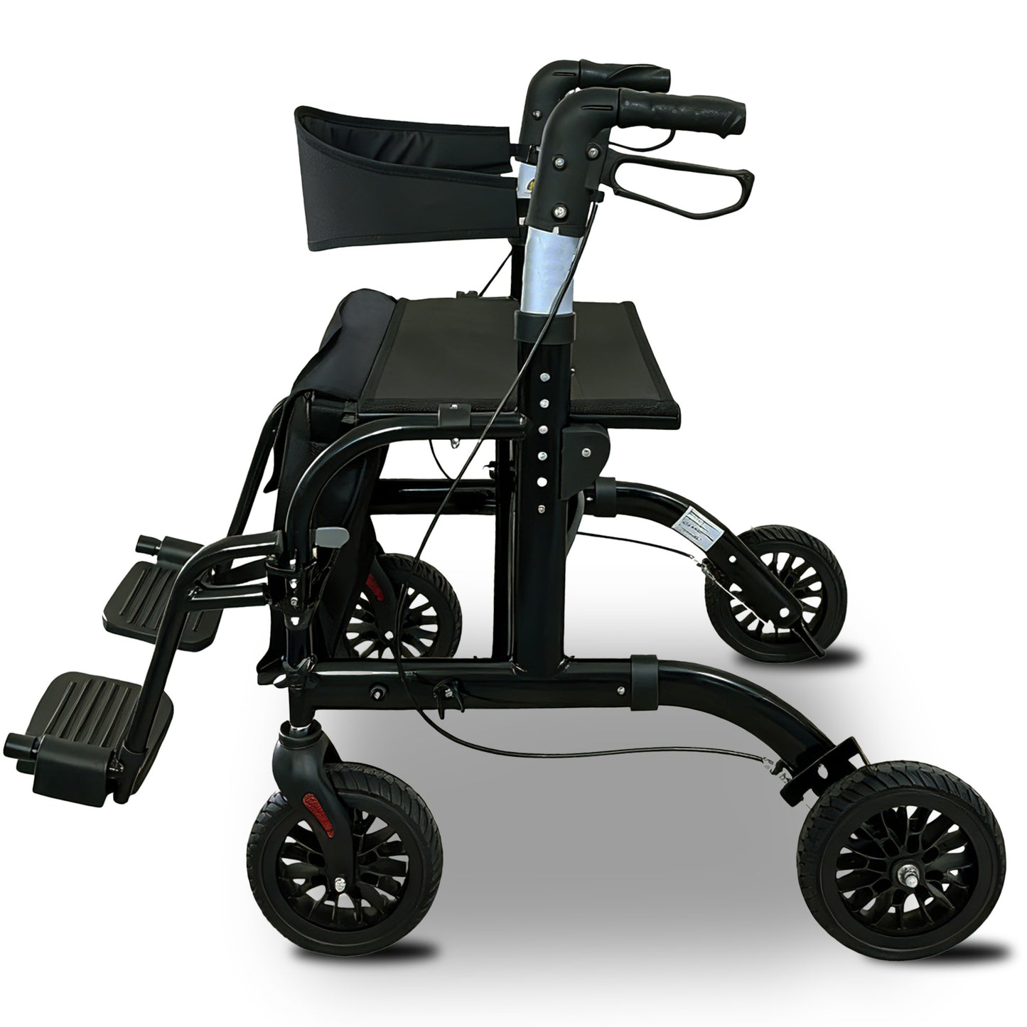 Orthonica Aluminium 2in1 Rollator Wheelchair with Foldable Frame Black & Silver