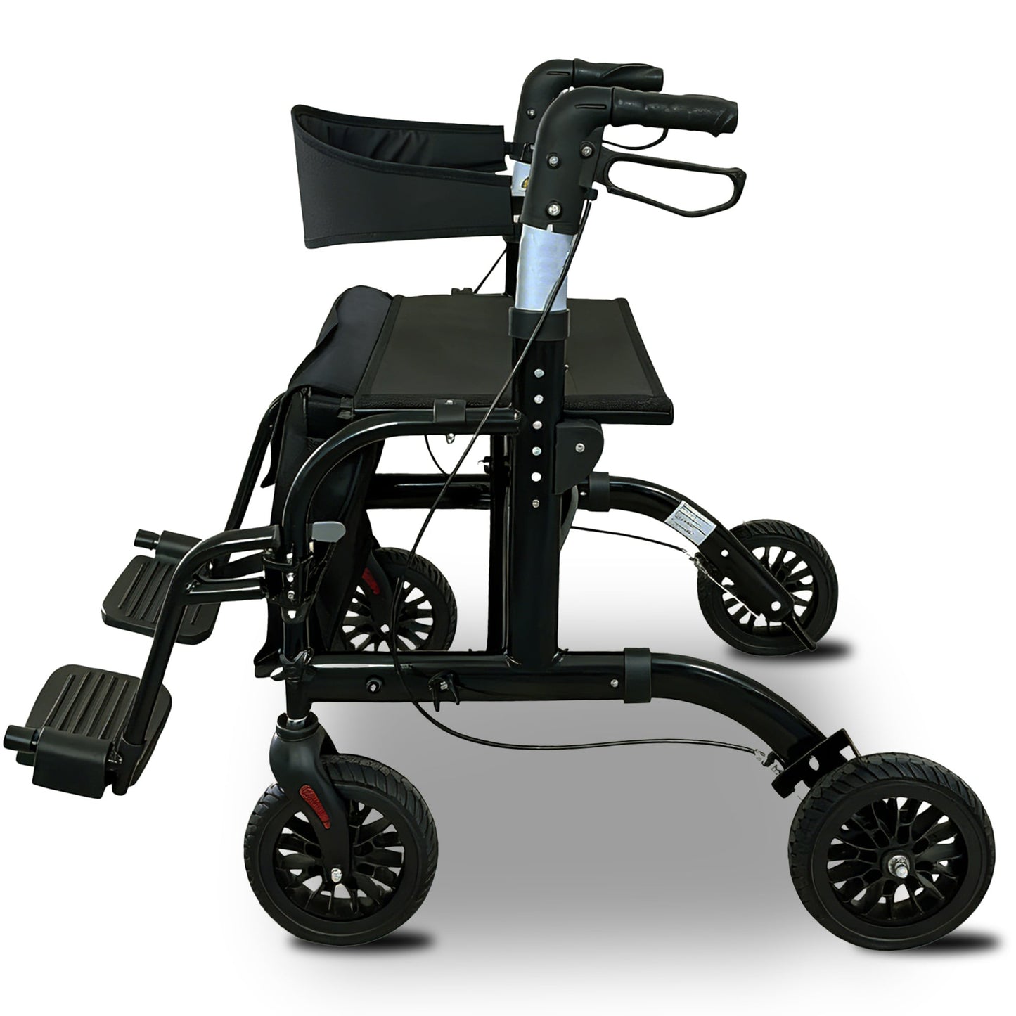 Orthonica Aluminium 2in1 Rollator Wheelchair with Foldable Frame Black & Silver