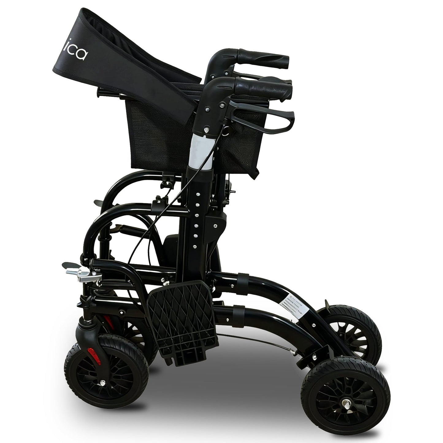 Orthonica Aluminium 2in1 Rollator Wheelchair with Foldable Frame Black & Silver