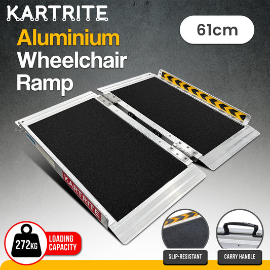 Kartrite Aluminium Wheelchair Ramp 2FT Mobility Ramp with High Grip Surface Safety Side Rails Locking Pin & Carry Handle