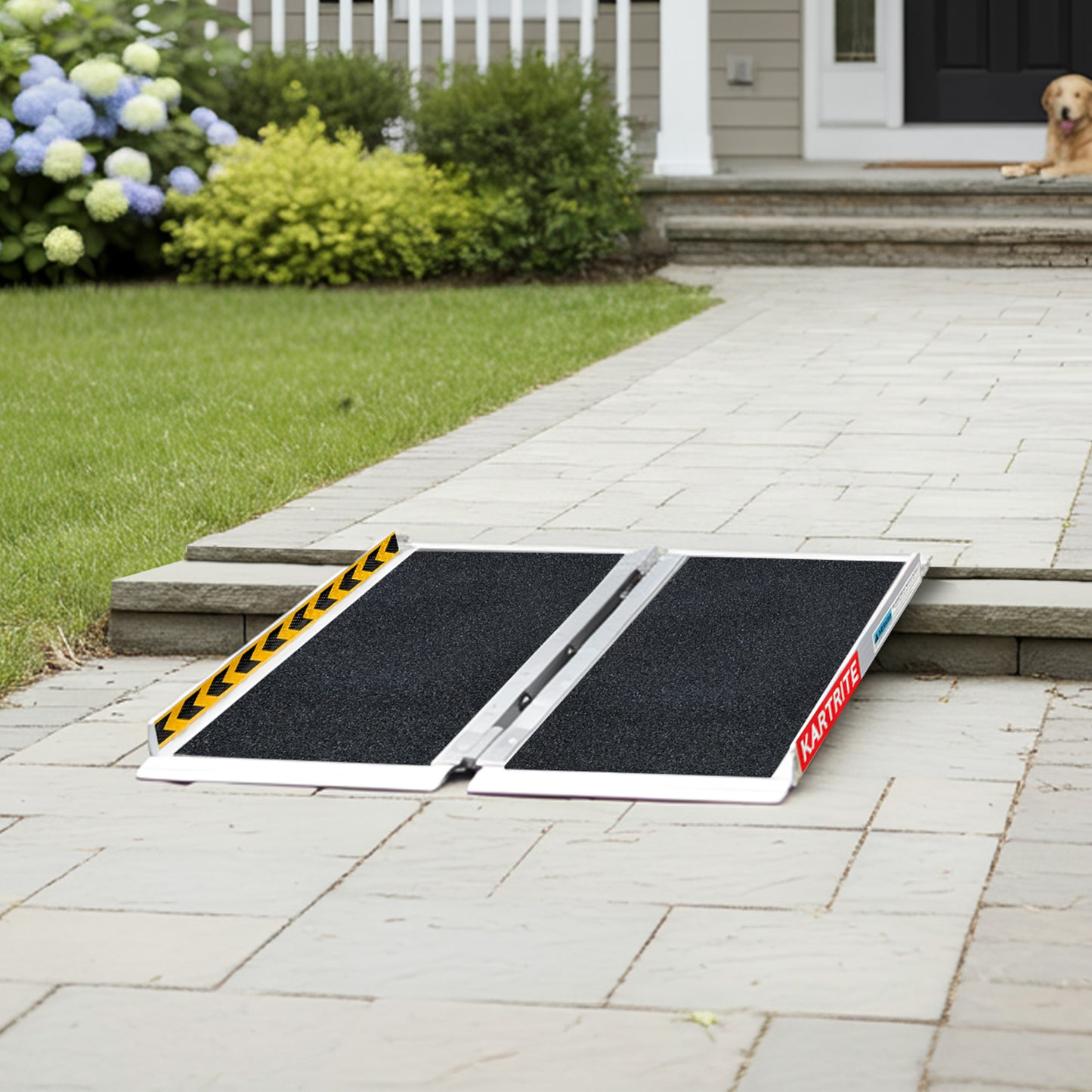 Kartrite Aluminium Wheelchair Ramp 2FT Mobility Ramp with High Grip Surface Safety Side Rails Locking Pin & Carry Handle
