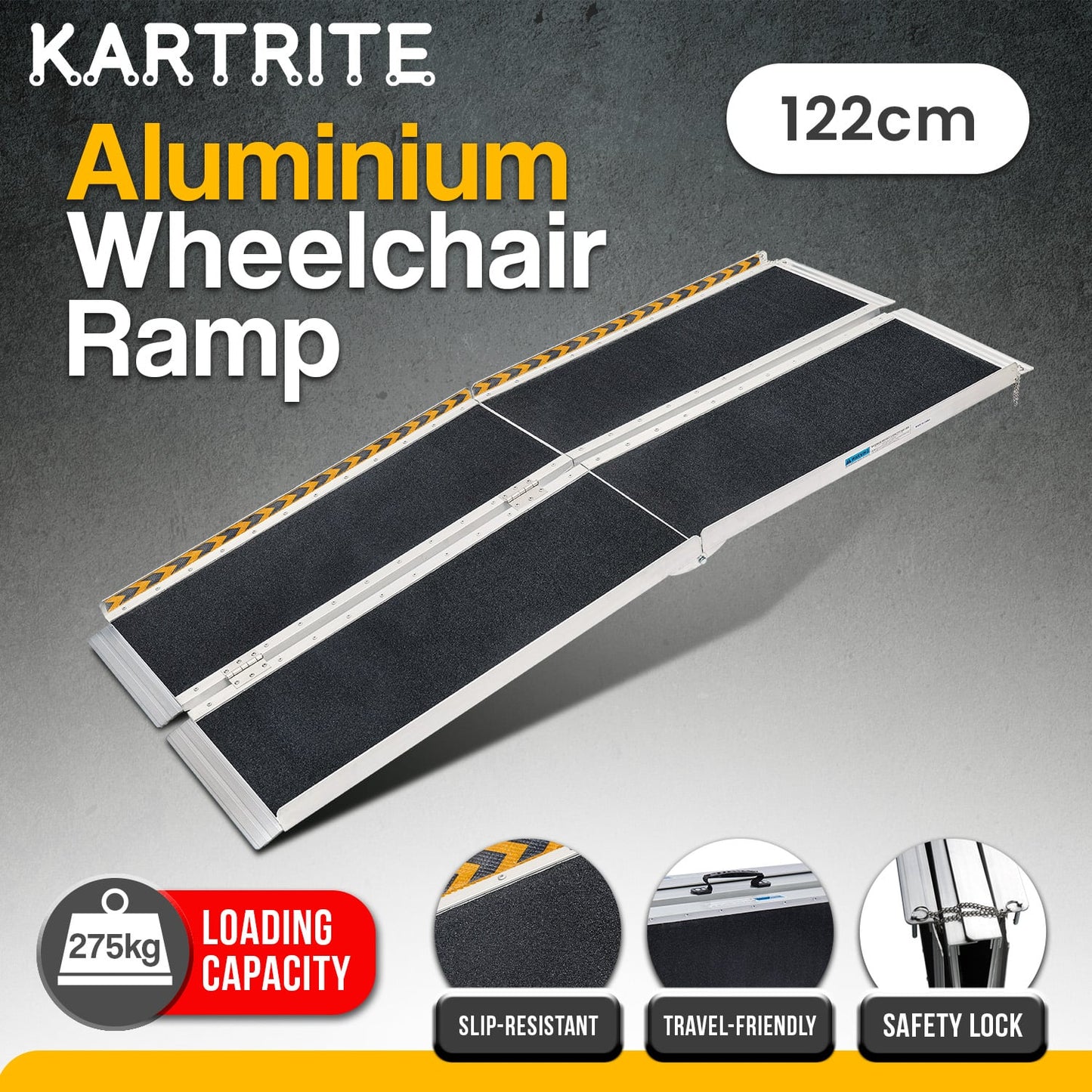Kartrite Folding Aluminium Wheelchair Ramp 4FT Portable Mobility Access Ramp