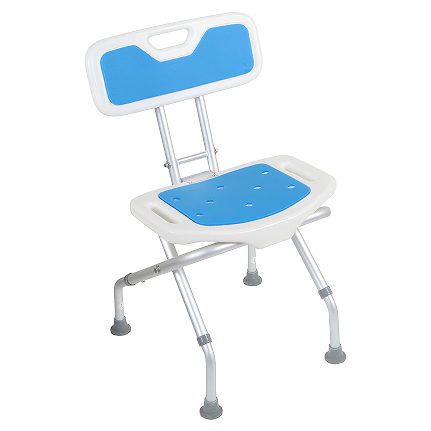 Orthonica Compact & Foldable Shower Chair w/Height Adjustable Aluminium Frame Non Slip Feet HDPE Seat & Backrest