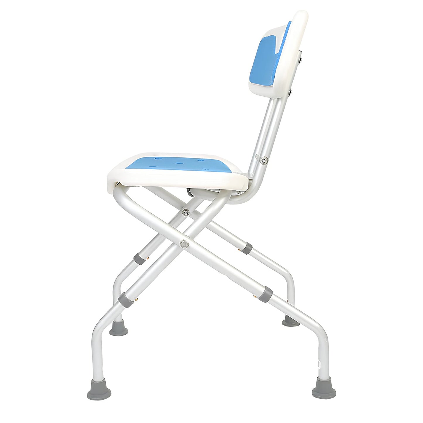 Orthonica Compact & Foldable Shower Chair w/Height Adjustable Aluminium Frame Non Slip Feet HDPE Seat & Backrest