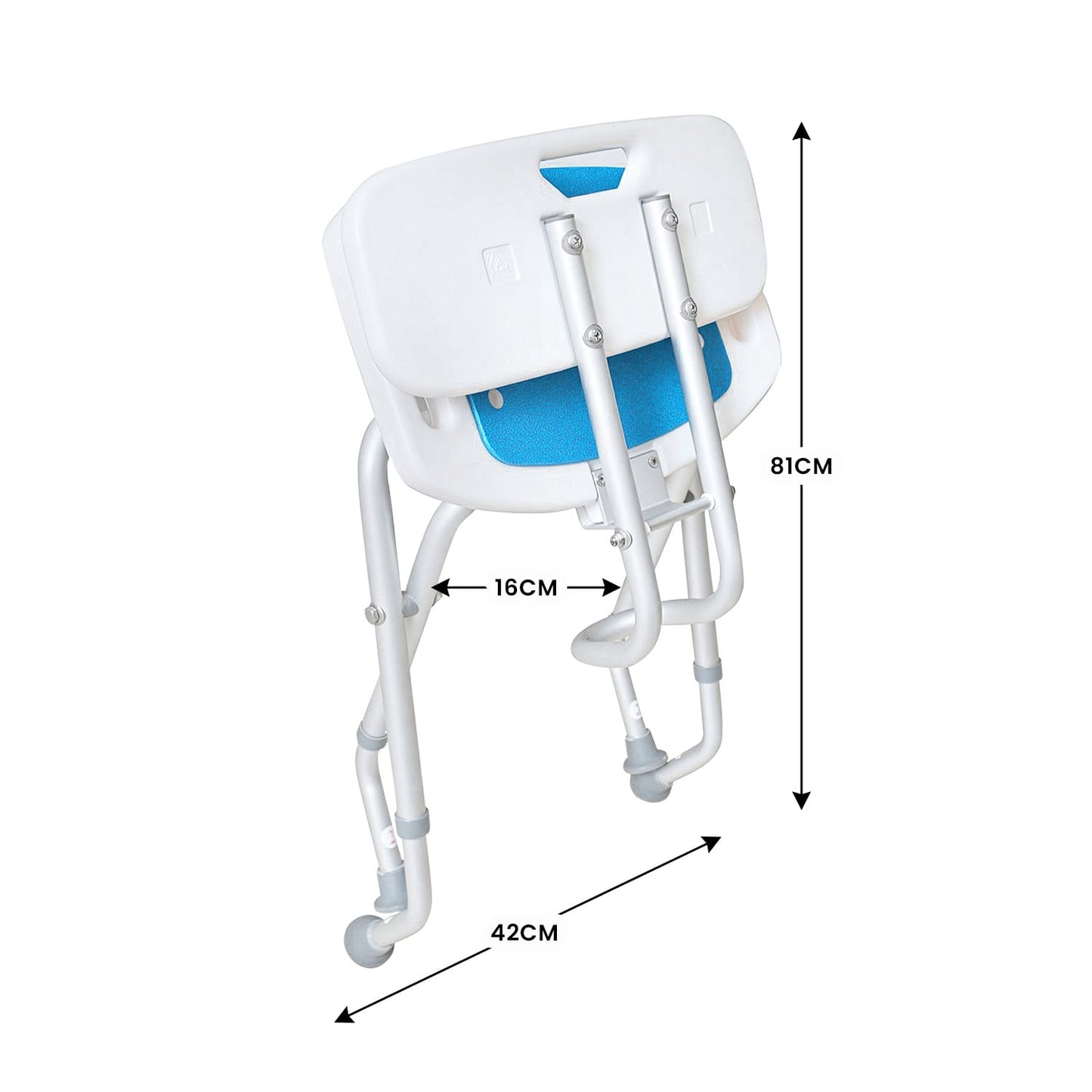 Orthonica Compact & Foldable Shower Chair w/Height Adjustable Aluminium Frame Non Slip Feet HDPE Seat & Backrest