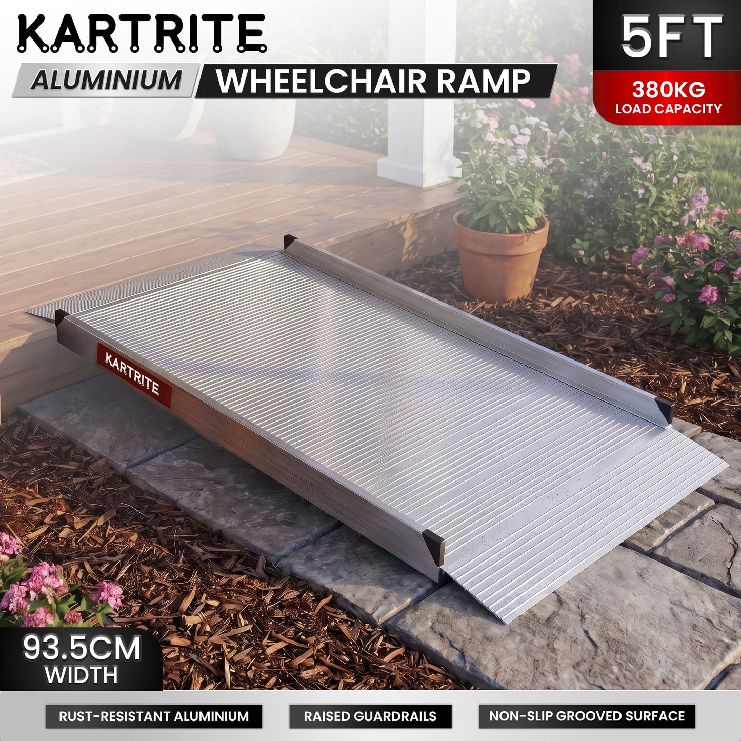 Kartrite 5ft Aluminium Wheelchair Ramp 380kg Capacity 93.5cm Width