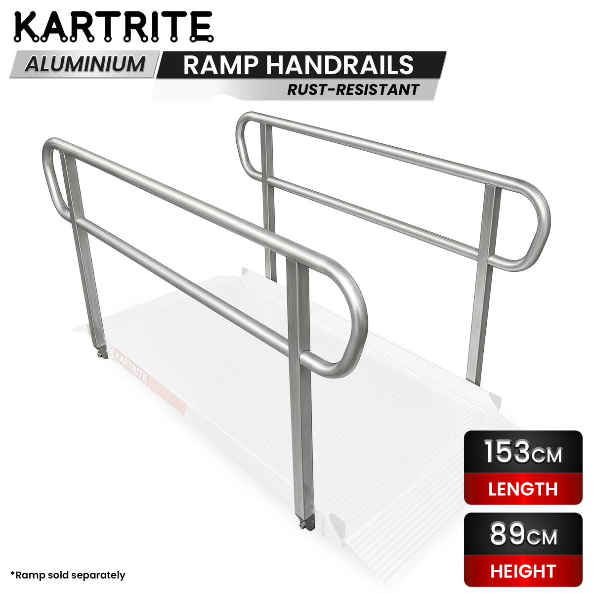 Kartrite Aluminium Safety Handrails for Kartrite 5ft Wheelchair Ramp