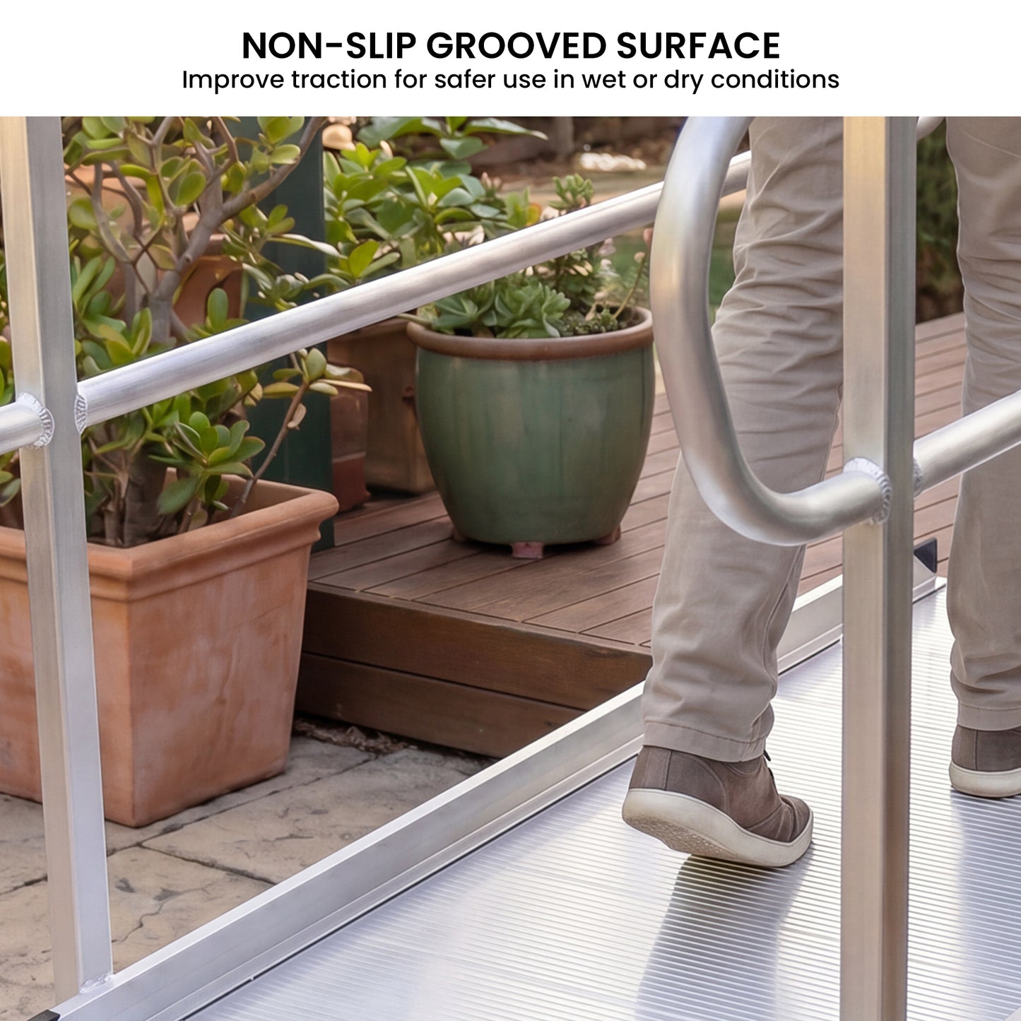 Kartrite 8ft Aluminium Wheelchair Ramp w/ Handrails 380kg Capacity 72cm Width