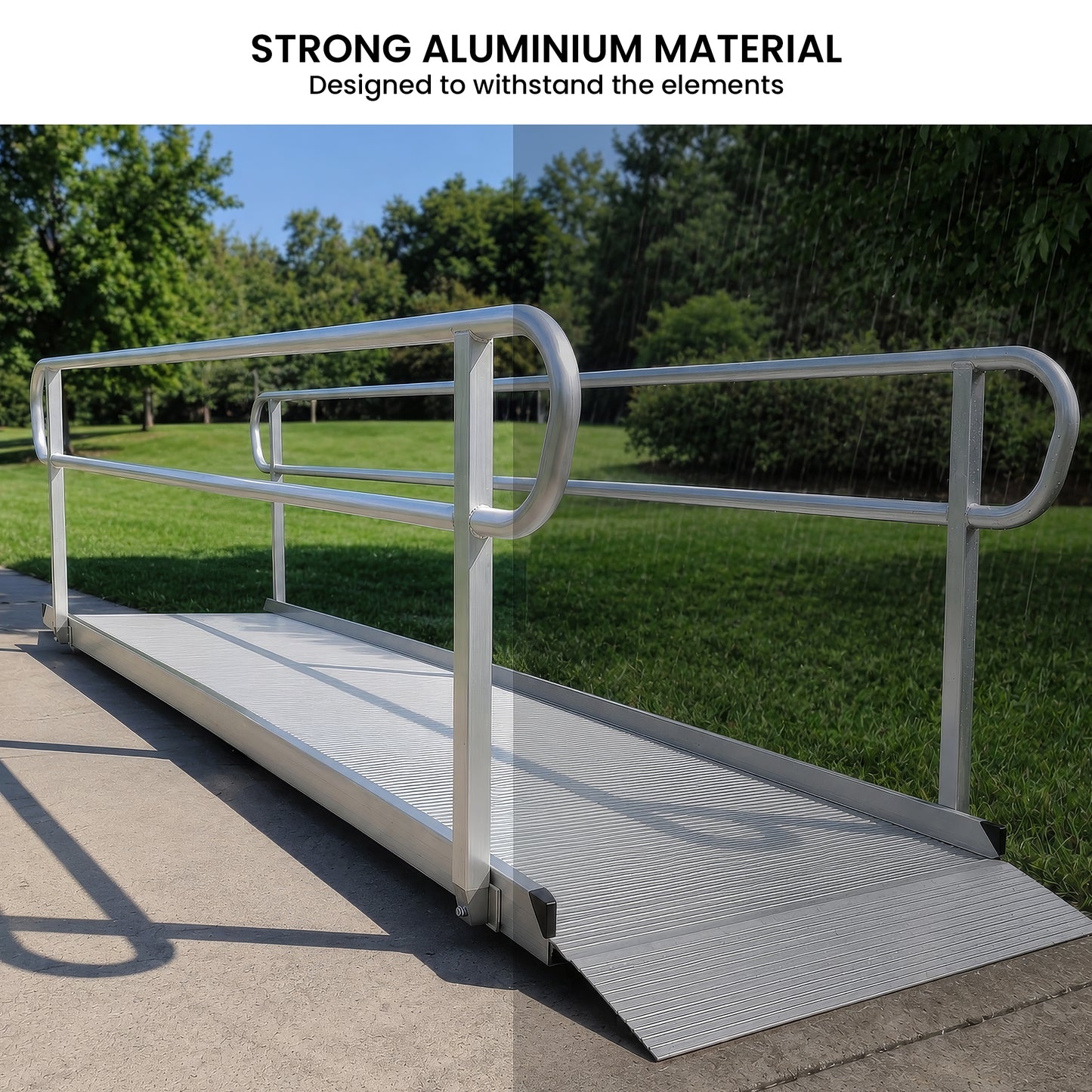 Kartrite 8ft Aluminium Wheelchair Ramp w/ Handrails 380kg Capacity 72cm Width