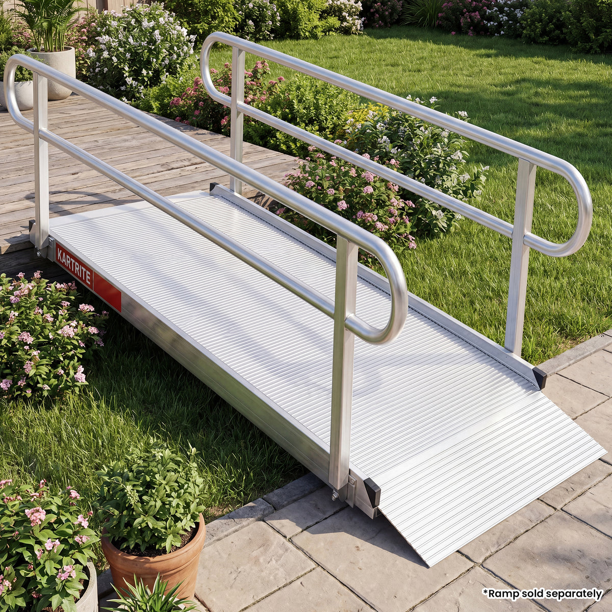 Kartrite Aluminium Safety Handrails for 8ft Wheelchair Ramp Rustproof Support Side Rails for Mobility Scooter Walker