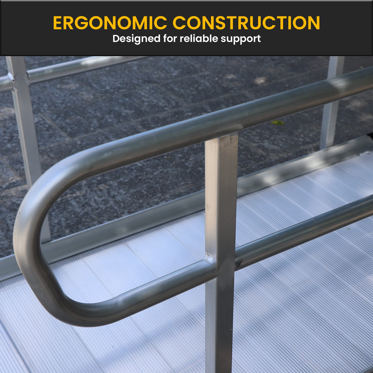 Kartrite Aluminium Safety Handrails for 6ft Wheelchair Ramp - Rust Free Outdoor Support Side Rails for Mobility