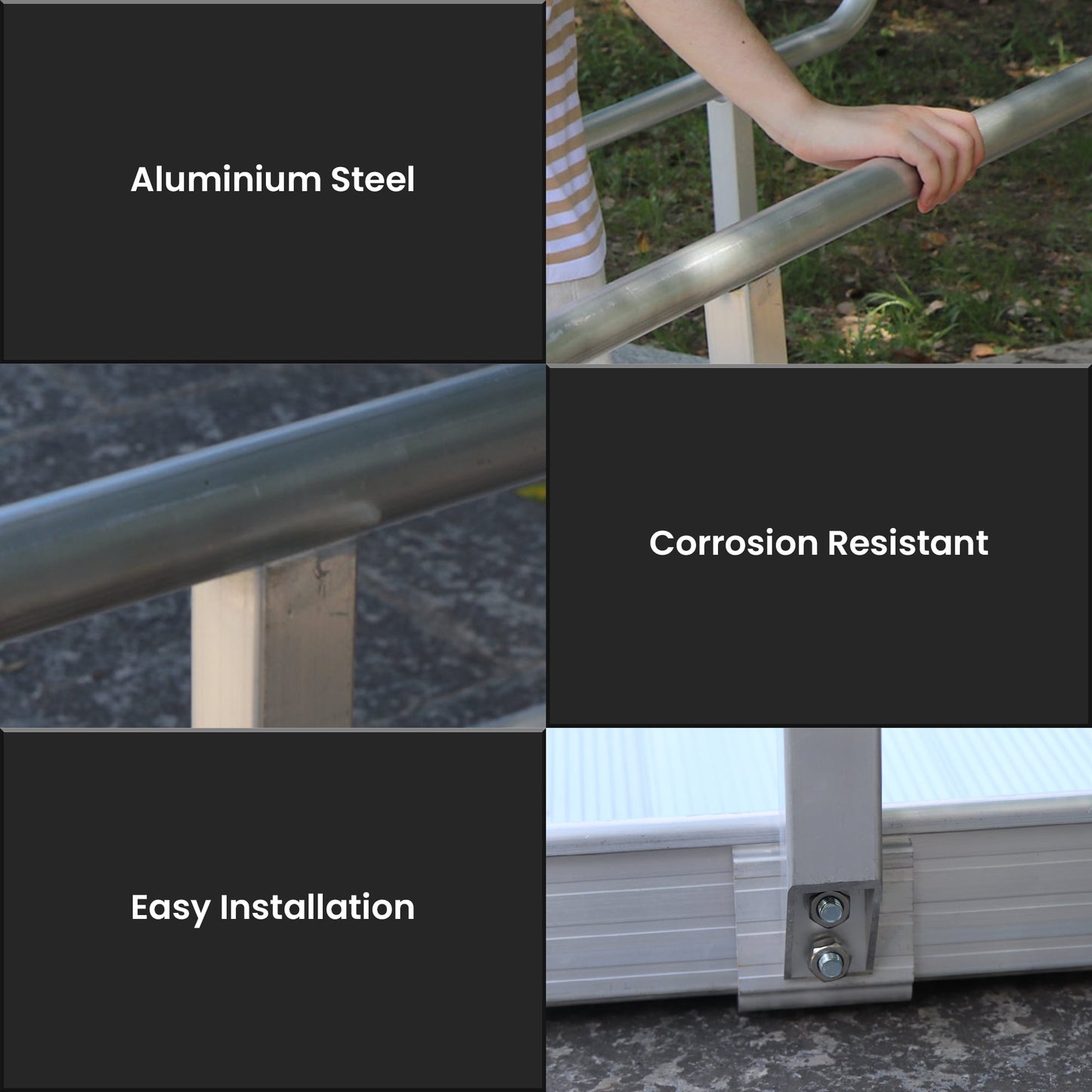 Kartrite Aluminium Safety Handrails for Kartrite 6ft Wheelchair Ramp