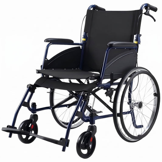 Orthonica 20in Self Propelled Foldable Steel Wheelchair Lightweight Portable